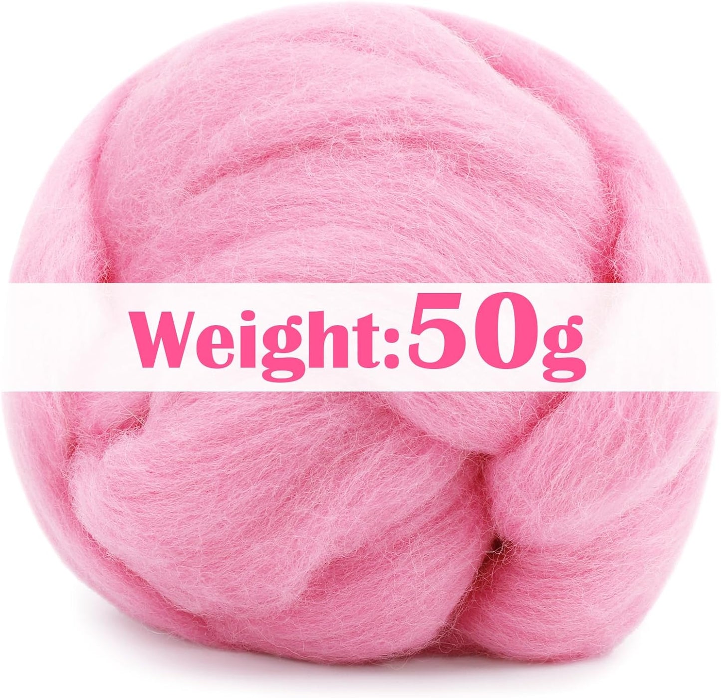 Mayboos Wool Roving Yarn, 1.76oz Colored Natural Wool Roving,Wool Felting Supplies Pure Wool Chunky Yarn for Wet Felting handcrafts and Spinning (Baby Pink)