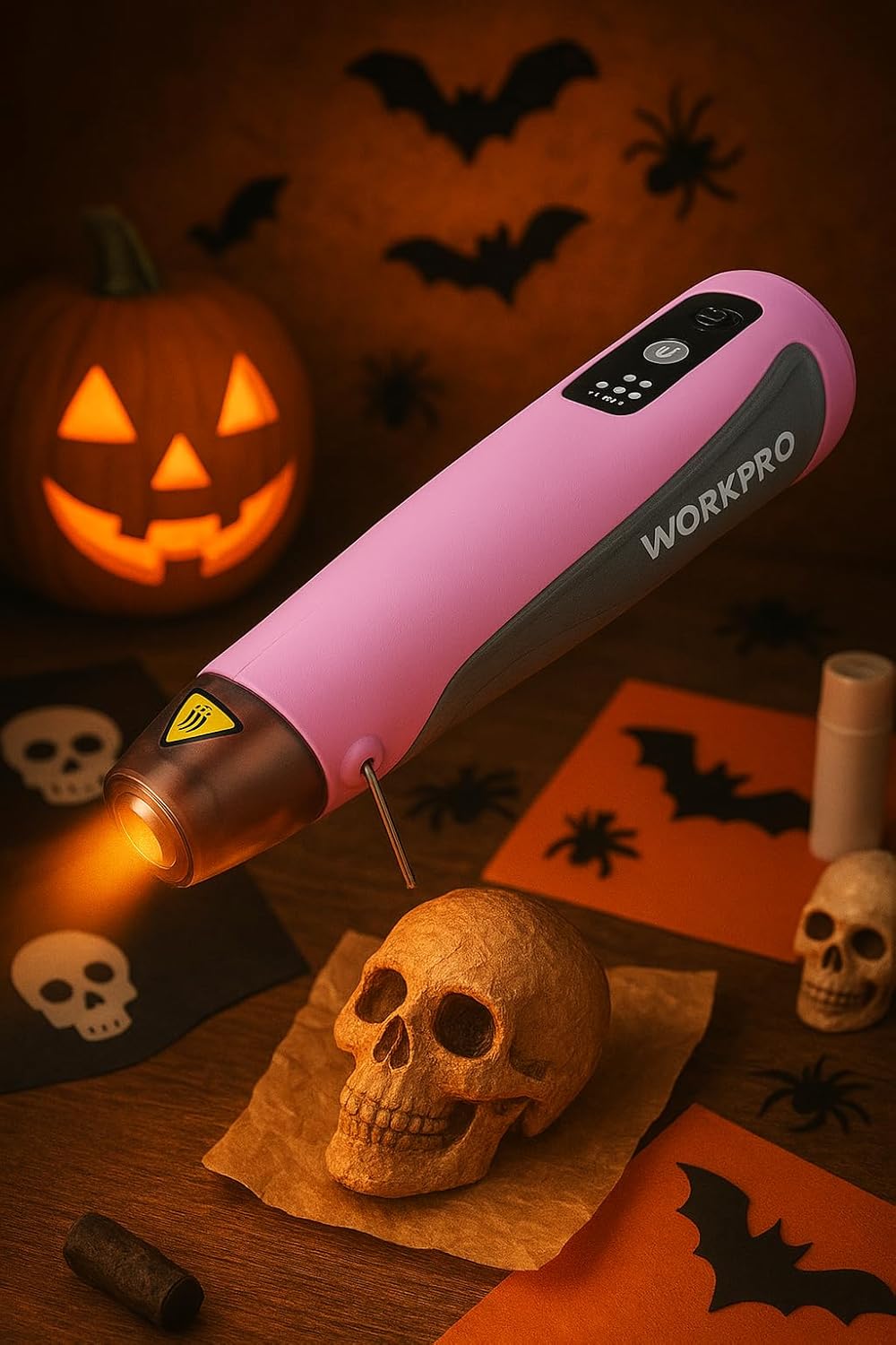 WORKPRO 7.2V Mini Cordless Heat Gun, 680℉ Hot Air Gun with Reflector Nozzle, 3 Temp Settings - Cool Air, 302℉(150℃)/680℉(360℃), Fully Ceramic Heating Core for Craft Embossing