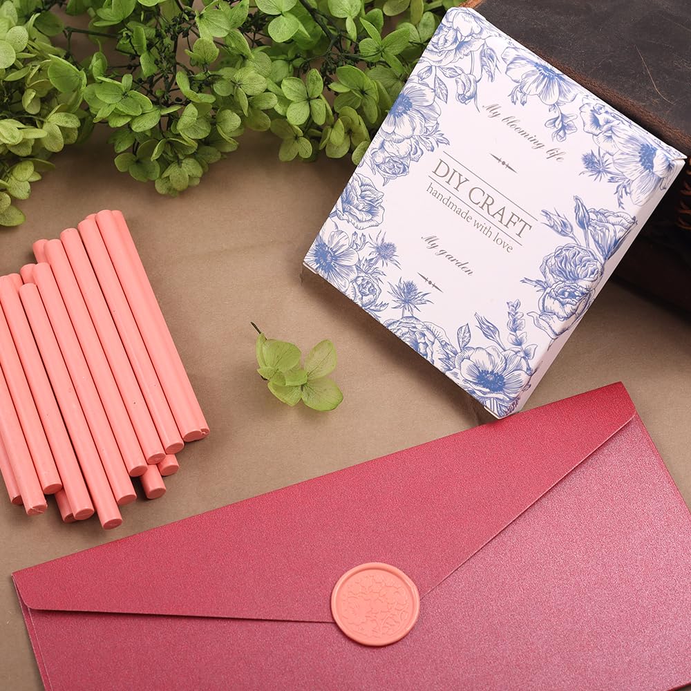 Flamingo Pink Wax Seal Sticks,26pcs Glue Gun Sealing Wax Sticks for Wax Seal Stamp Wedding Invitations Letter Envelope Cards Christmas Package Decoration (Flamingo Pink)