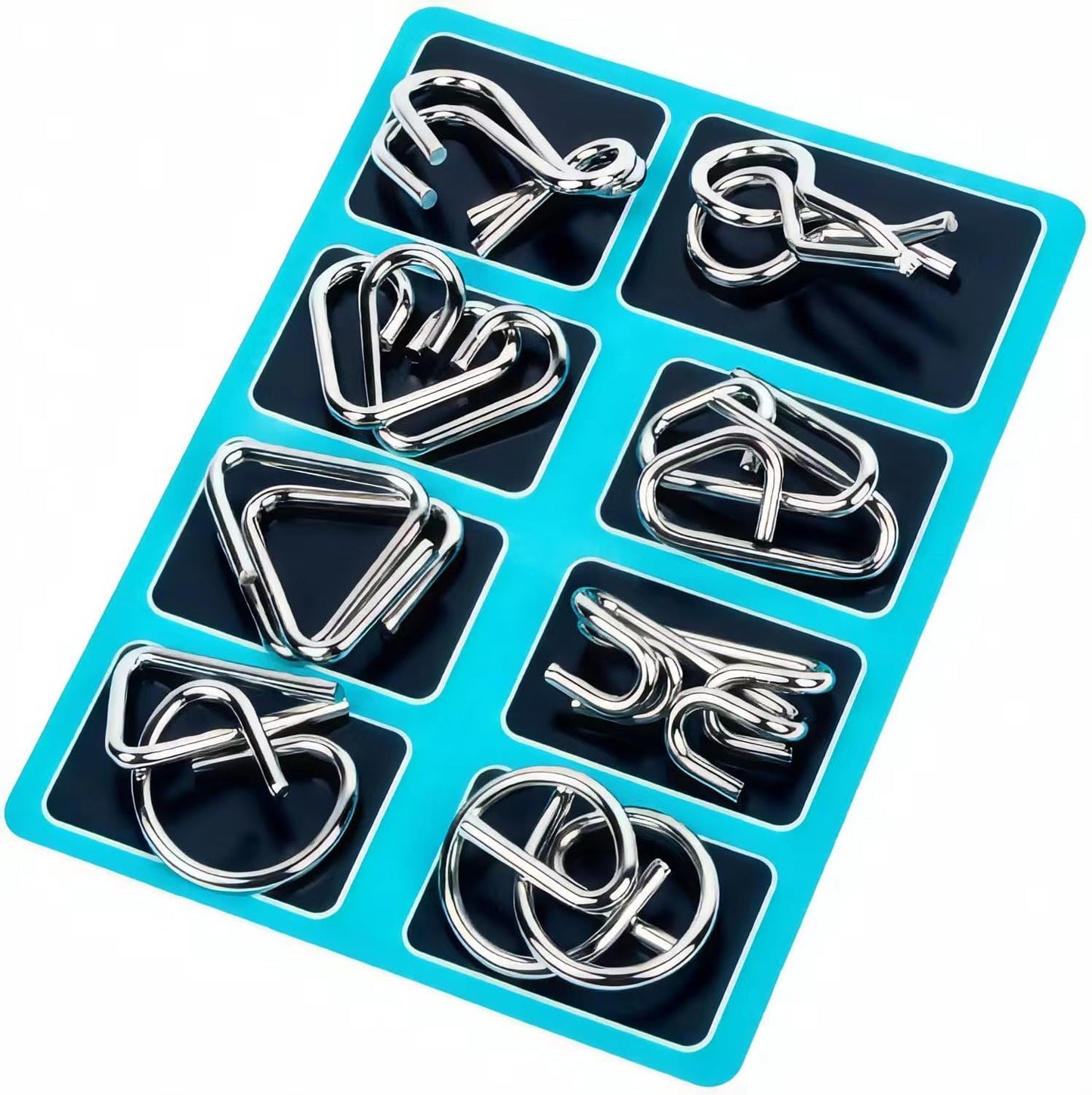 Metal Wire Puzzle Set of 24 with Pouch,Brain Teaser IQ Test Disentanglemen Iron Link Unlock Interlock Game Chinese Ring Magic Trick Toy for Party Favor Kids Adults Challenge