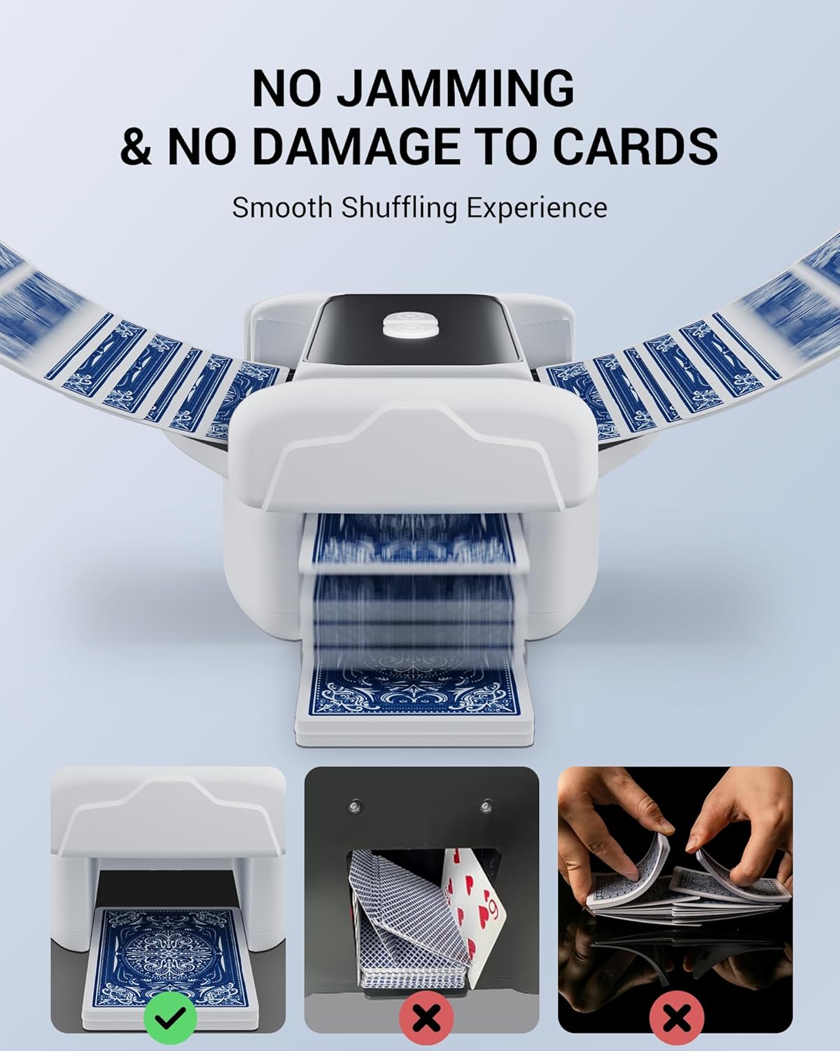 Rechargeable Automatic Card Shuffler for 1-2 Decks, Low Noise & Portable Electric Shuffling Machine for Poker, Blackjack, UNO, Texas Hold'em, Skip-Bo, Phase 10