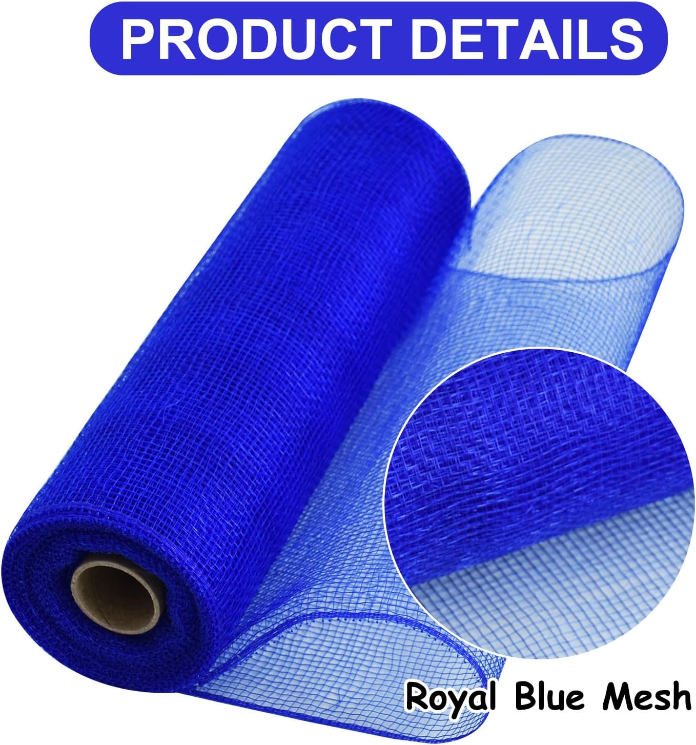 TONIFUL 2 Rolls 10 Inch Royal Blue Decorative Mesh Ribbbon Rolls, Fabric Mesh for Mesh Wreath Supplies, Front Door Wreath Crafts Tree Decor Christmas NewYears Halloween Decoration (10 yds/roll)