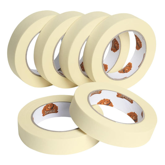 TAPEBEAR General Purpose Masking Tape 0.94 Inches x 60 Yards, Beige White Painters Tape for Painting, Labeling, DIY Arts Crafts, Home Office School Projects, 6 Rolls