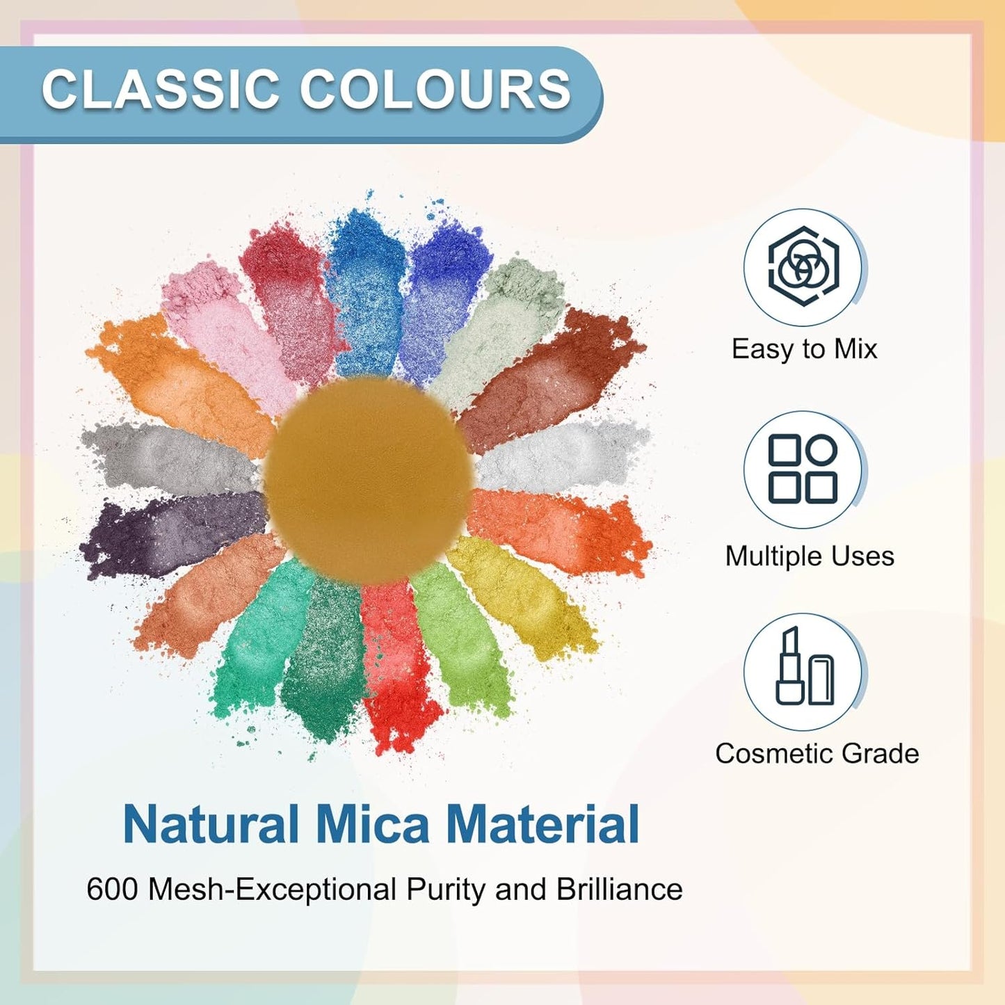 uxcell 10g/0.35oz Cosmetic Grade Mica Powder, 600 Mesh Mica Powder Natural Resin Epoxy Pigment Powders for Casting Resin, Candle Dye, DIY Nail Polish and Lip Gloss, Ochre