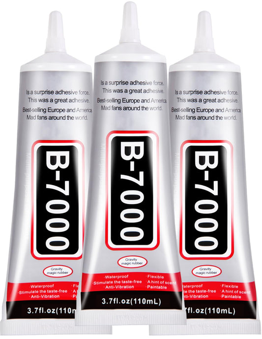 3.7oz B7000 Rhinestone Clear Glue for Jewelry Making, 110 ml Multipurpose Adhesive Jewlery Glue for Fabric, Tumblers, Rhinestones DIY Crafts, Nail Art, Makeup, Shoes, Cell Phones, Tablet, Wood