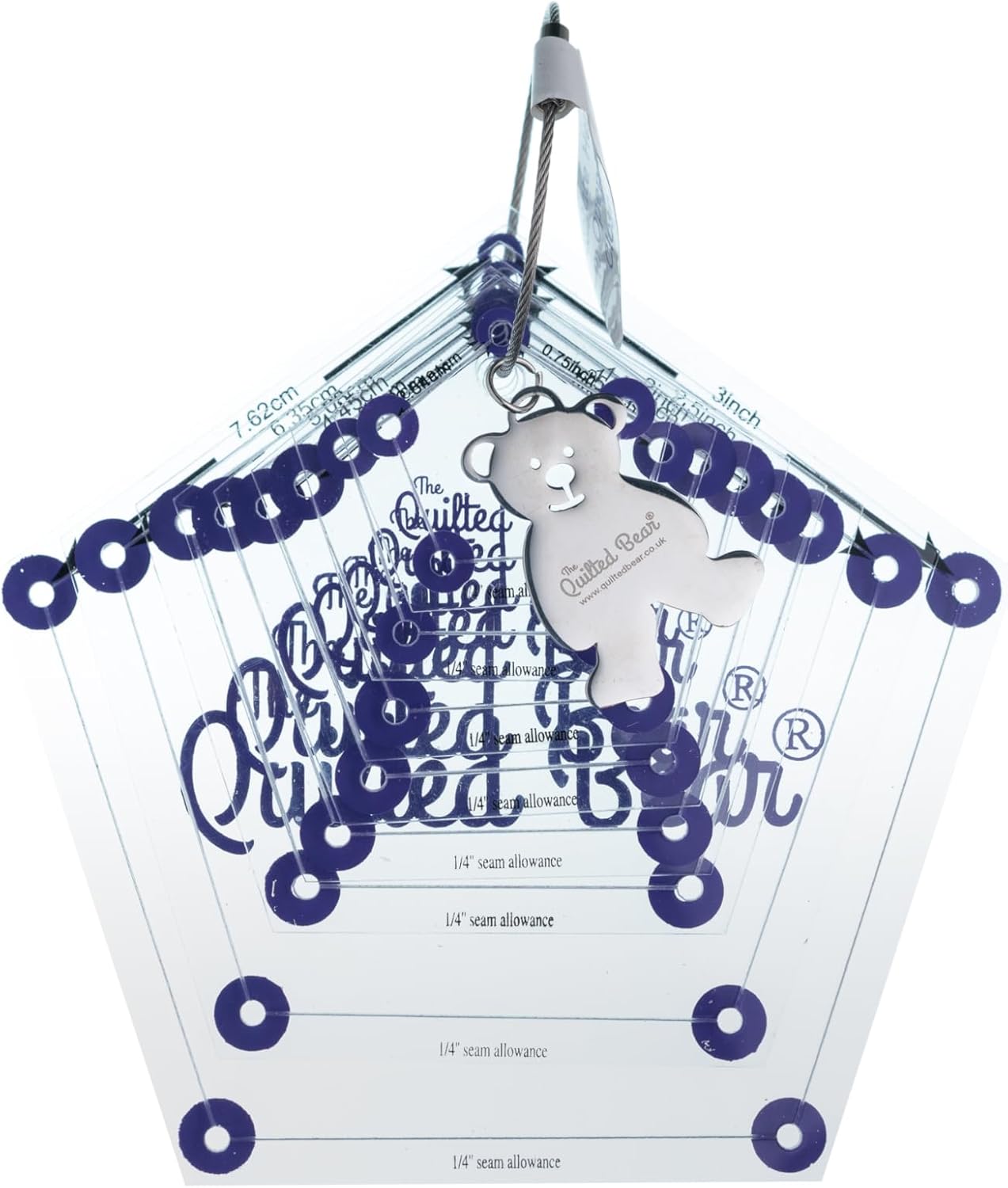 The Quilted Bear Pentagon Quilting Templates – 8 Clear Non-Slip Acrylic Quilt Templates for Precise Fabric Cutting & Stress-Free Machine Quilting - Ideal for Quilt & Sewing Supplies (¾–3")
