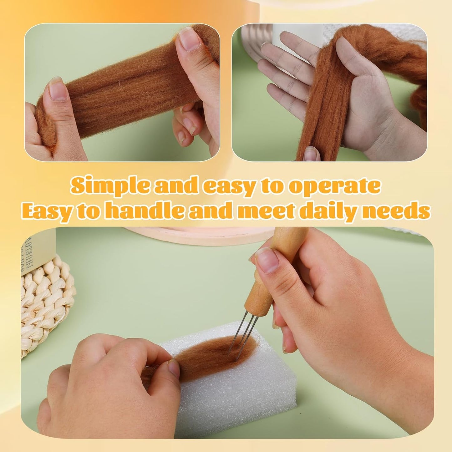 3.53oz Wool Roving Yarn, Wool Felting Supplies, Pure Wools, Chunky Yarn, Spinning Wool Roving for Needle Felting Wet Felting DIY Hand Spinning (Dark Coffee)