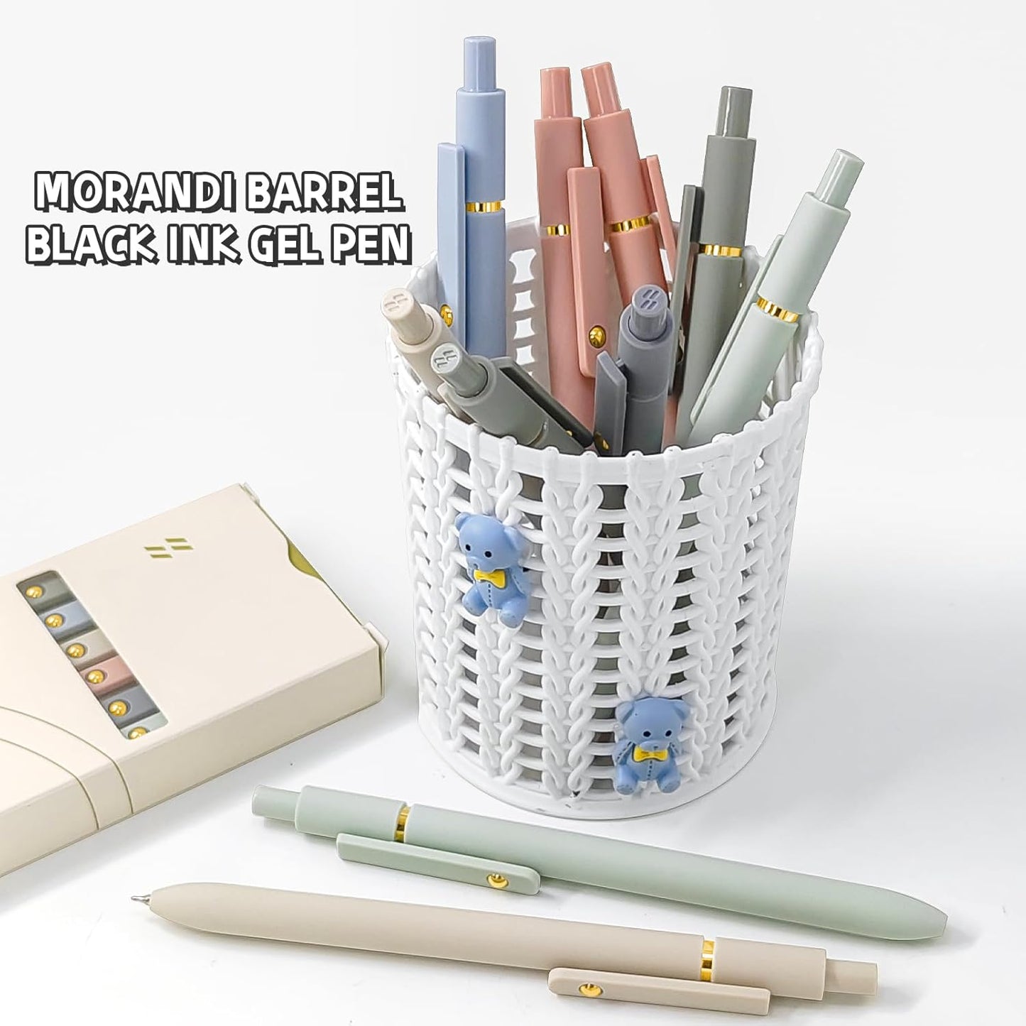 6 Pcs Gel Pens 0.5mm Quick Dry Black Ink Pens Fine Point Smooth Writing Pens, Cute Office and School Supplies Gifts for Women Teacher Students (6 Pcs Morandi Gold)