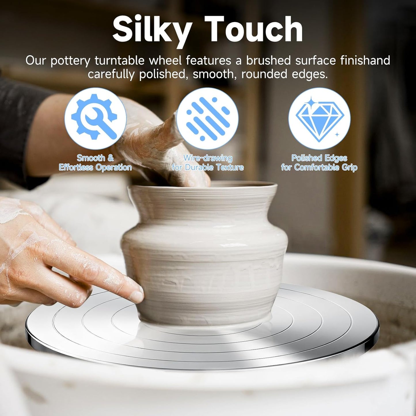 Kartols 12 Inch Sculpting Wheel, Double-Sided Pottery Turnable Wheel Aluminium Alloy Heavy Duty Metal Banding Wheel with Ball Bearings for Ceramics Model Making Clay Modeling Cake Decor Paint Spraying