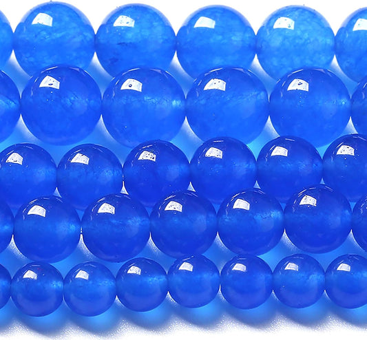 8MM Natural Purplish Blue Chalcedony Stone Beads Crystal Energy Round Loose Beads for Jewelry Making Bracelet 90pcs 2 Strands 32"