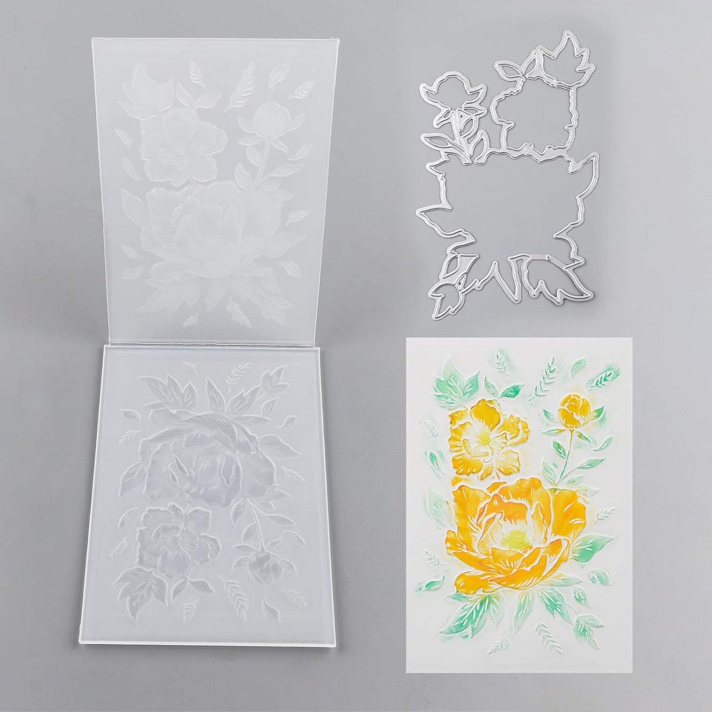 BAOFALI 3D Embossing Folder and Metal Die Set for Card Making,Embossing Template Paper Card Embossing Stencil for DIY Scrapbooking Photo Album Card Paper Craft Decoration 6.3" L x 4.5" W.(16x11.5cm)