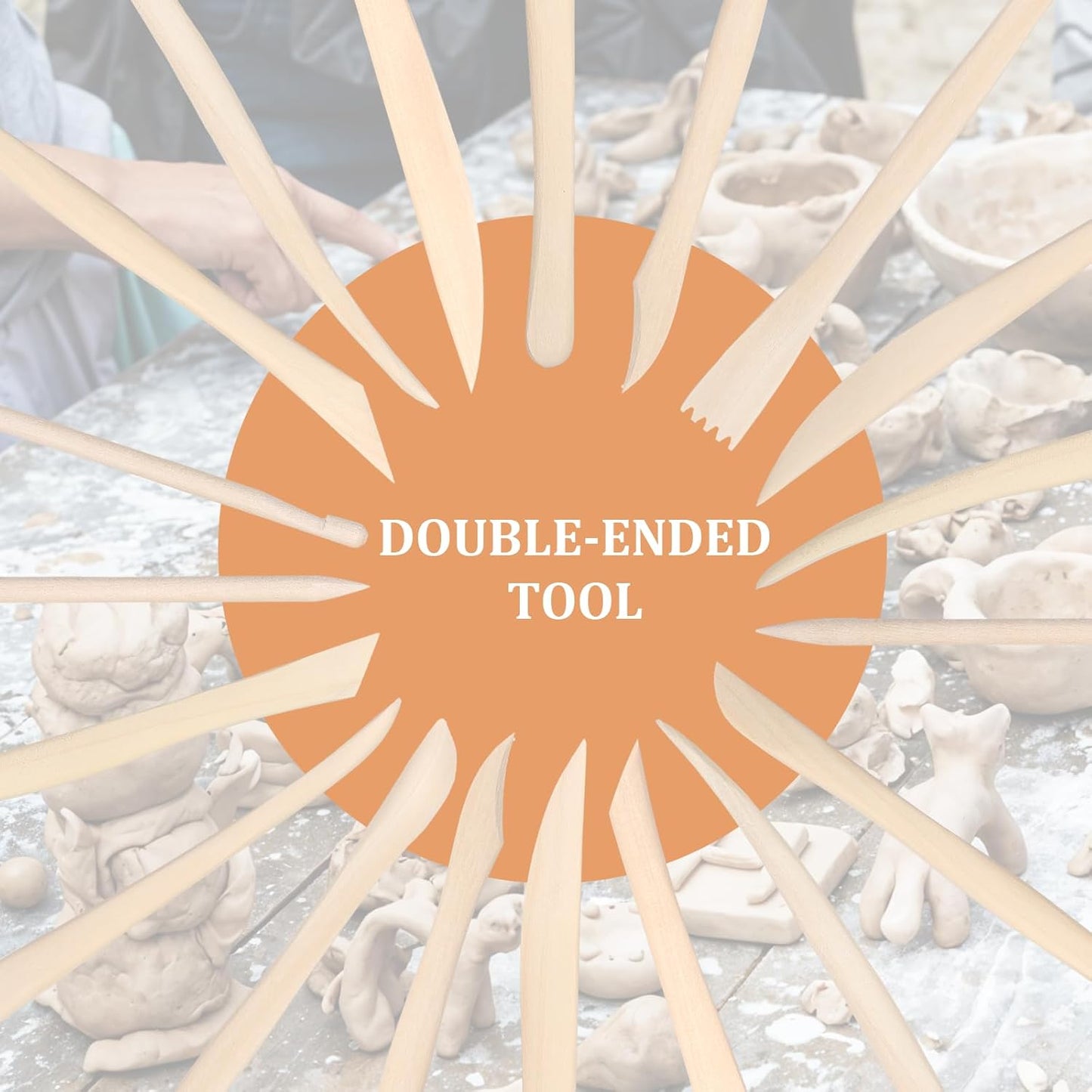 50PCS Wooden Clay Sculpting Tools, 6.2'' Smooth Double Ended Clay Modeling Tools, Polymer Clays Tool Sculpting, Wood Pottery Tool Kit for Ceramics Soap Playdough Carving Supplies