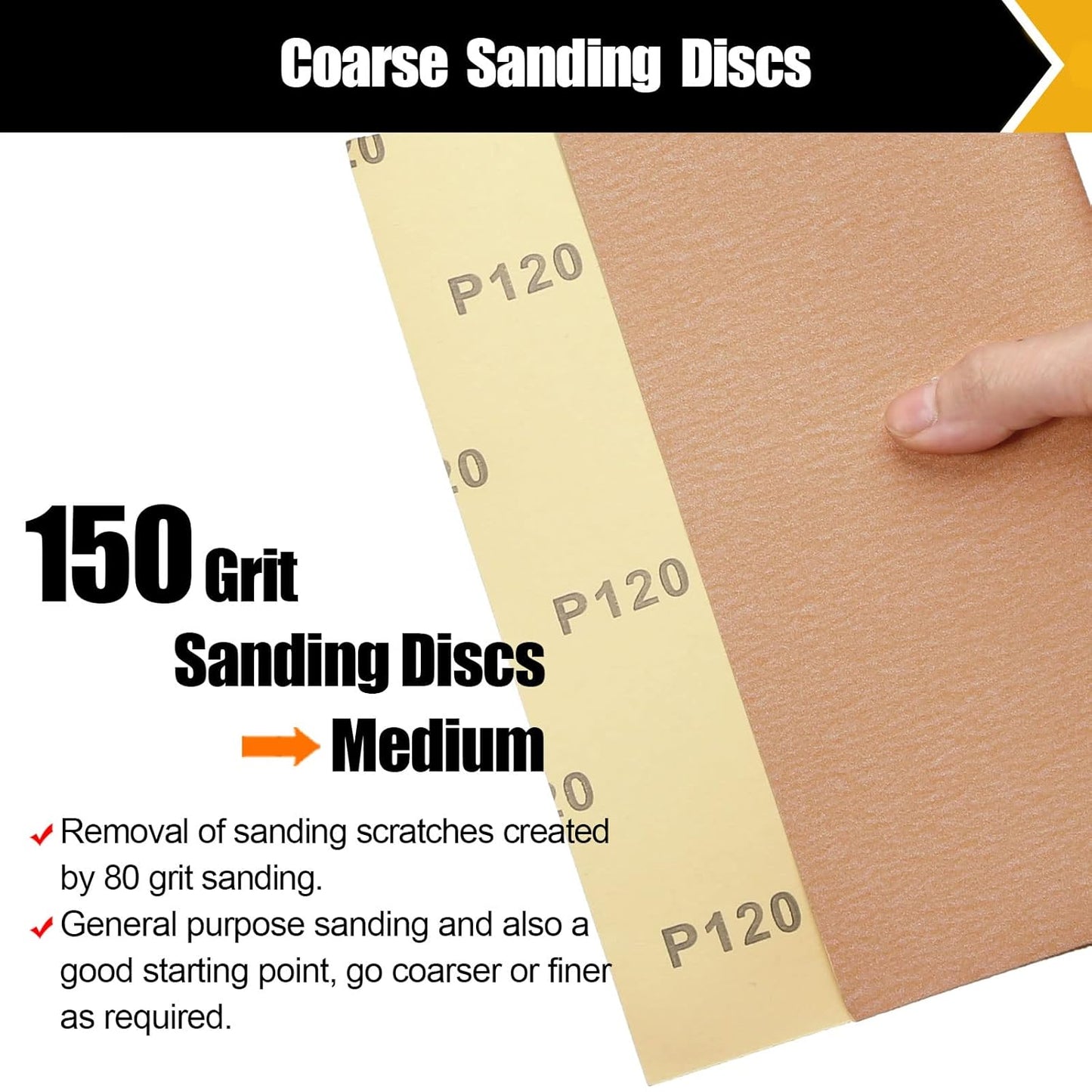 150 Grit Sandpaper Set - Assortment for Wood & Metal - 9" x 11" Sheets, 12 Sheets