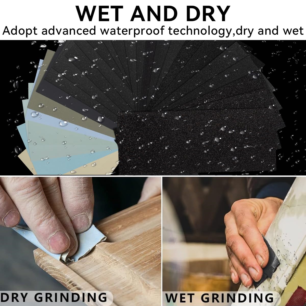 Sandpaper 36 Sheets 280/320/400/600/800/1000/1500/2000/3000 grit Assorted Wet Sanding Paper Automotive Sandpaper Assortment, for Car Wood Metal Furniture 9x3.6 Inch