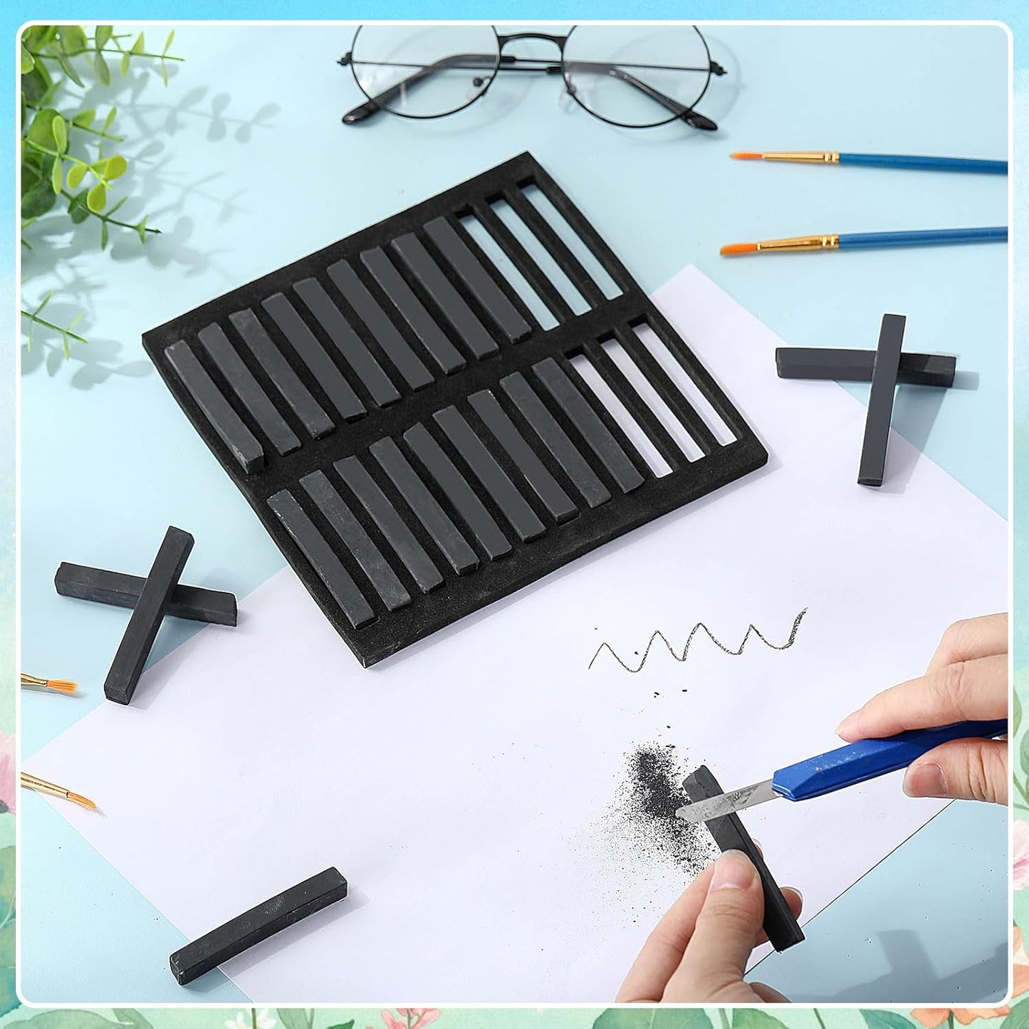 48 Pcs Soft Chalk Pastels Set Soft Pastel for Artists Square Sketch Chalk Non-toxic Artist Pastel Sticks for Professional Artists Students and Art Lovers(Black)