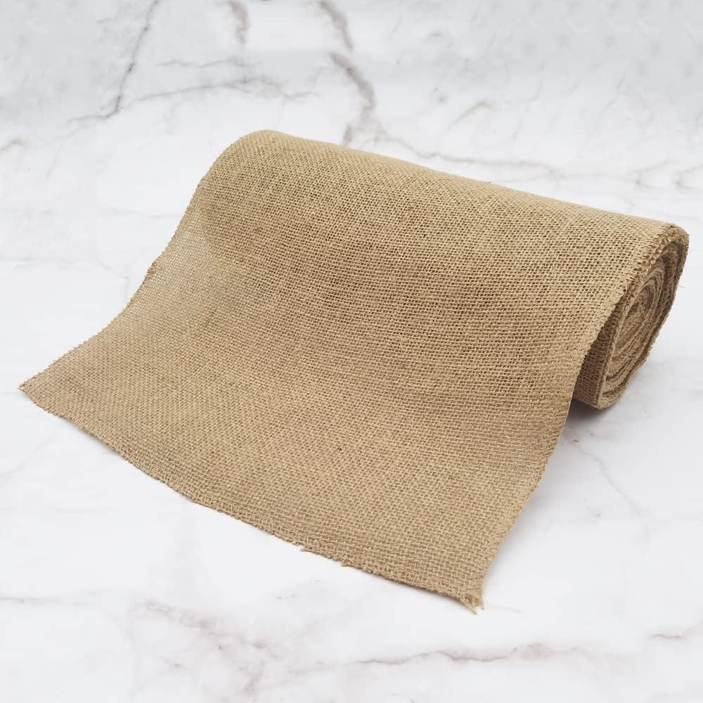 INSPIRELLE 12" Natural Burlap Fabric Roll 10 Yards Jute Ribbon for Gift Wrapping Craft Projects Wedding Decoration Home Decoration 30CM