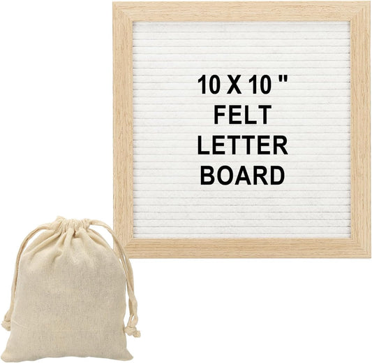 PATIKIL Felt Letter Board, 10x10Inches White Wooden Changeable Message Board with Storage Bag Stand for Kitchen Menu Farmhouse Decor Notes, Black Bronze