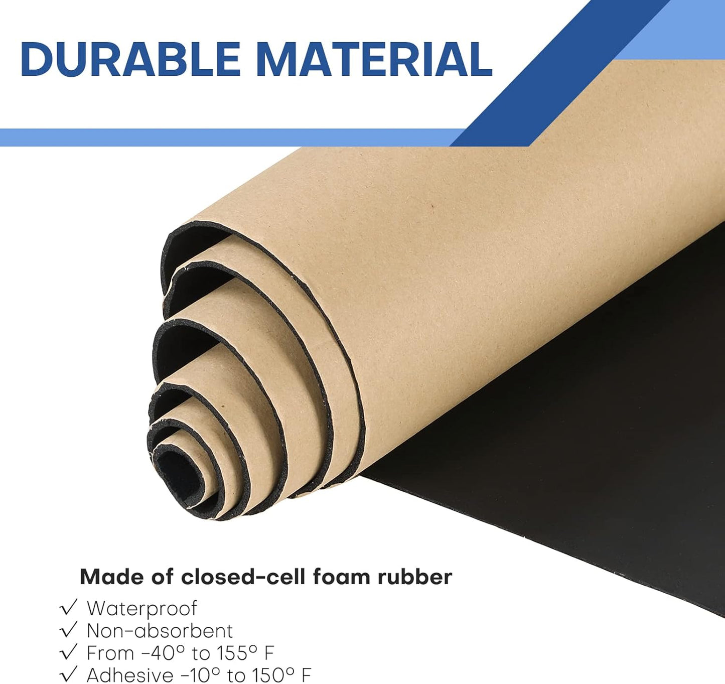 MYFULLY Sponge Neoprene Roll with Adhesive, Waterproof Foam Rubber Sheet Cut to Multiple Dimensions and Lengths for Shock Pad, Gaskets, DIY, Crafts (1/8" Thick x12 Wide x 48" Long)