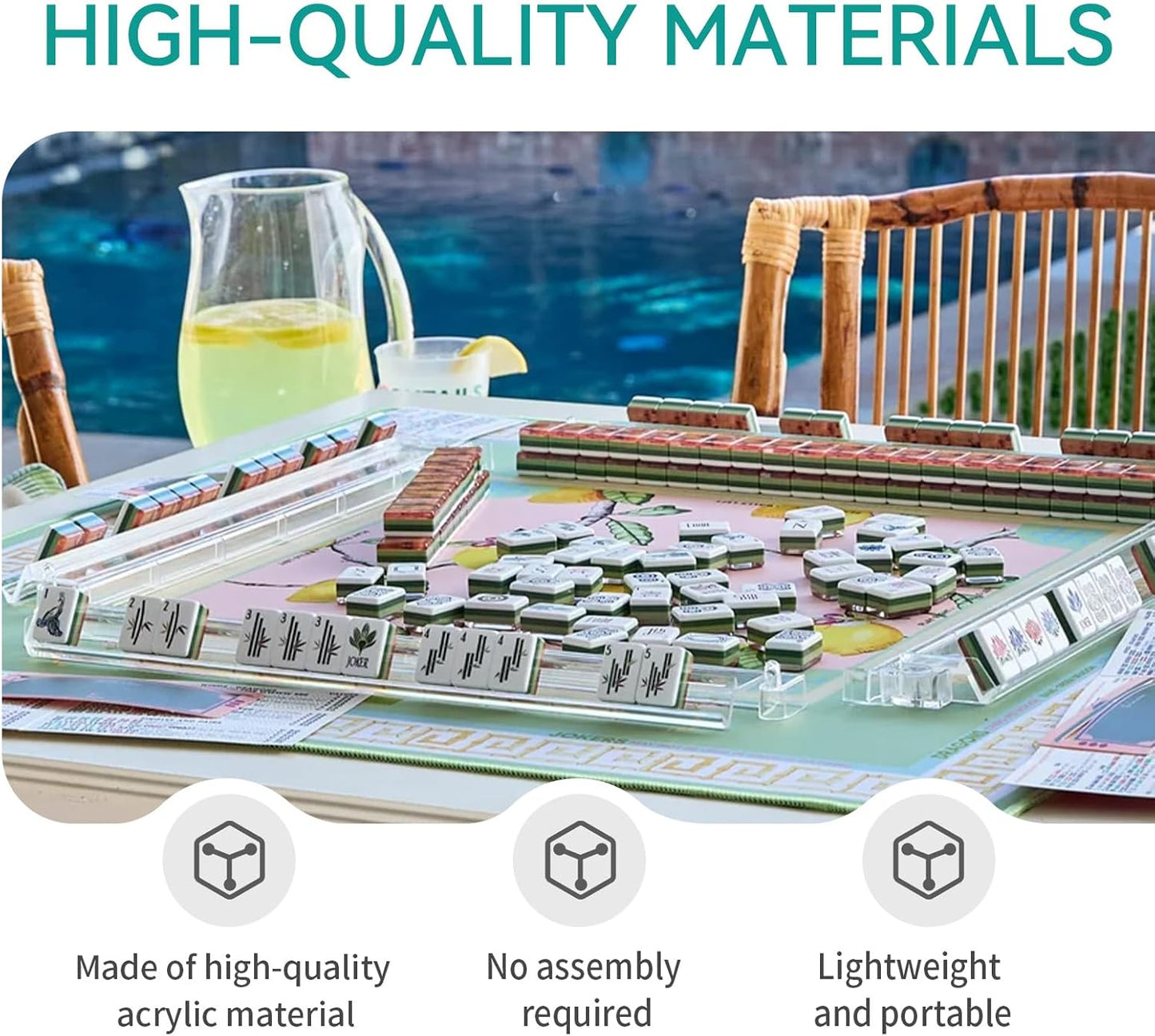 Mahjong Rack Pusher Set, Mahjong Racks with Pushers, 4PCS Acrylic Clear Mahjong Racks, 4 Transparent Acrylic Mahjong Rack, Mahjong Accessories