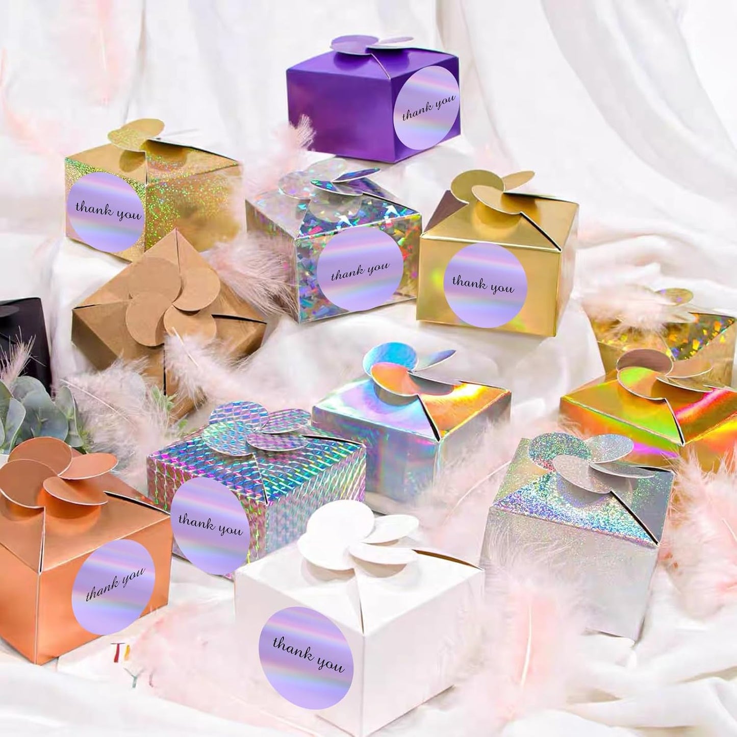 3" Holographic Direct Thermal Label Stickers, Round Printable Rainbow Glitter Thermal Printer Sticker Labels for Gift Wrapping, Self-Adhesive DIY Custom Logo Design- Holographic Purple