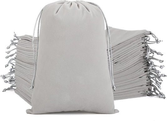 Velvet Drawstring Jewelry Bag, 50Pcs Grey Dice Bag, 7x10 Tarot Card Holder, Or Wrapping Halloween Party Favors, Small Bussiness, Toys, Board Game