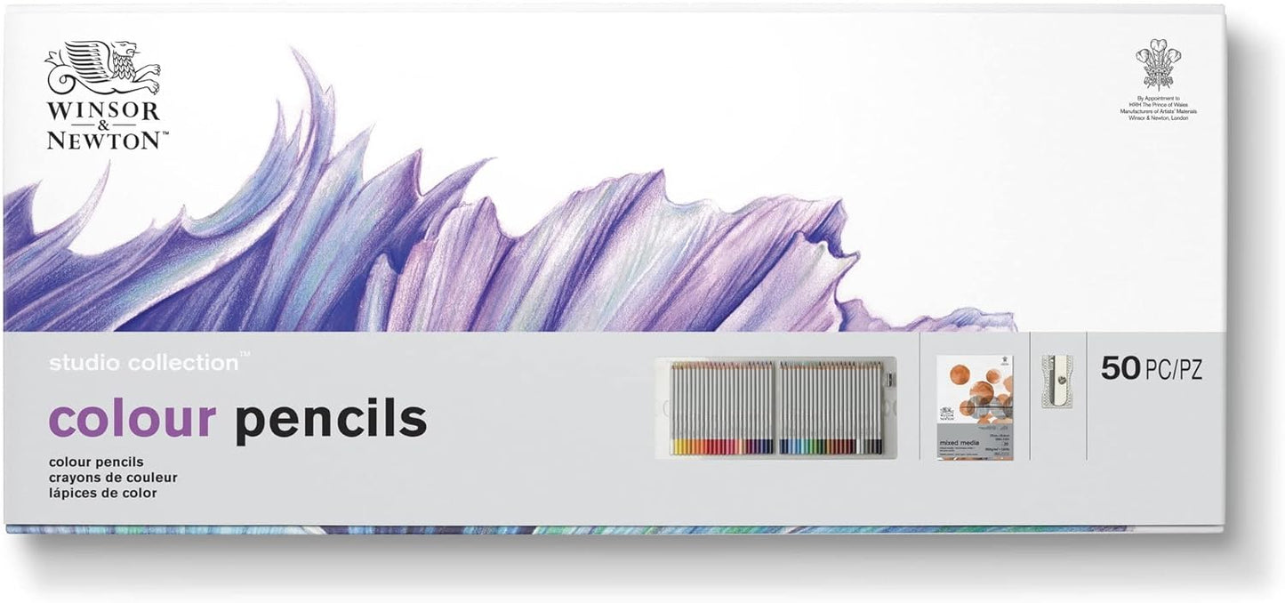 Winsor & Newton Studio Collection Artist Pencils, Colour Pencil Box Set, Set of 50