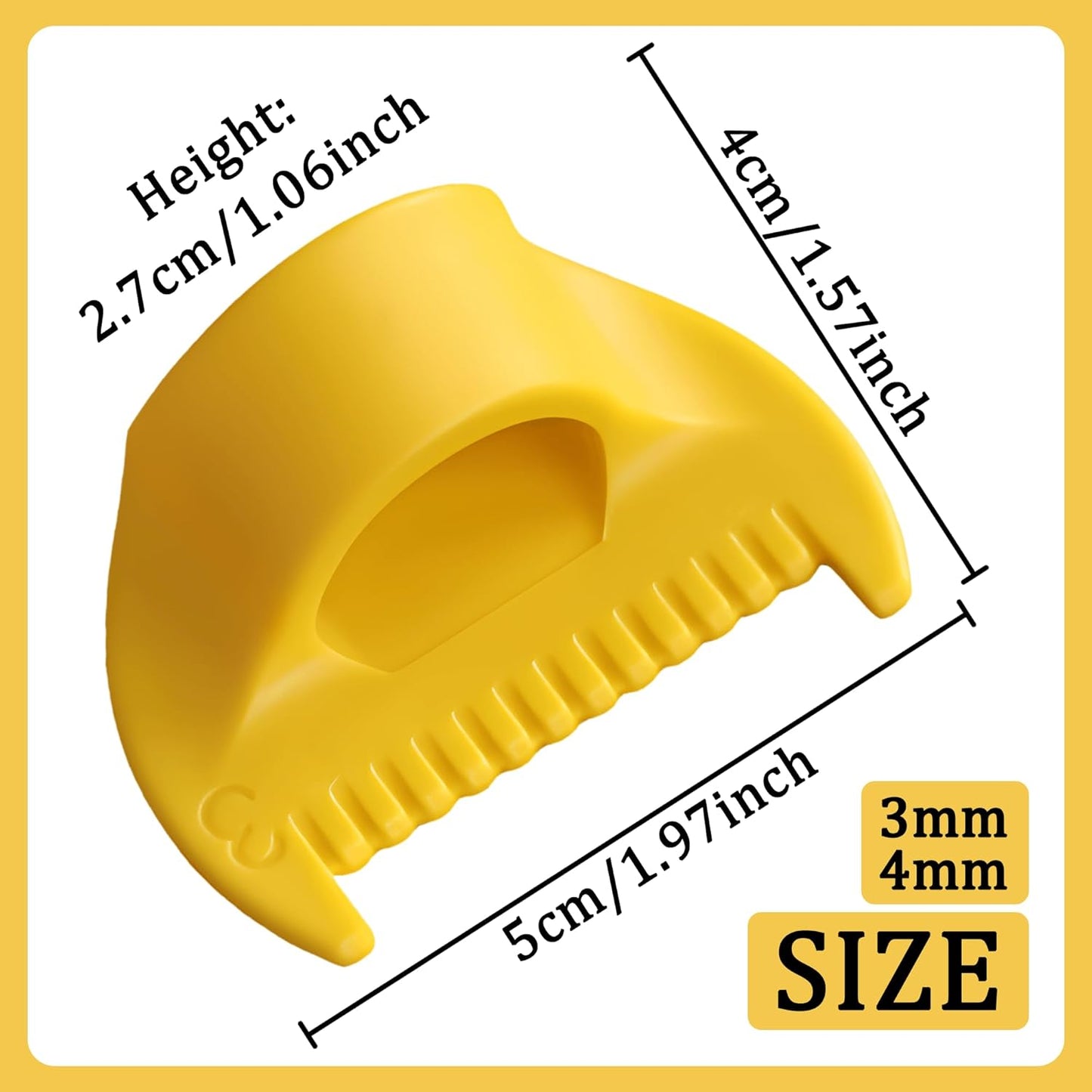 2 PCS Edge Lock Seam Guide, Mini Sewing Finger Ruler for Hand Sewing, DIY Sewing Kit Tool, Sewing Needle Gauge Measuring Guide Yellow, 3mm+4mm