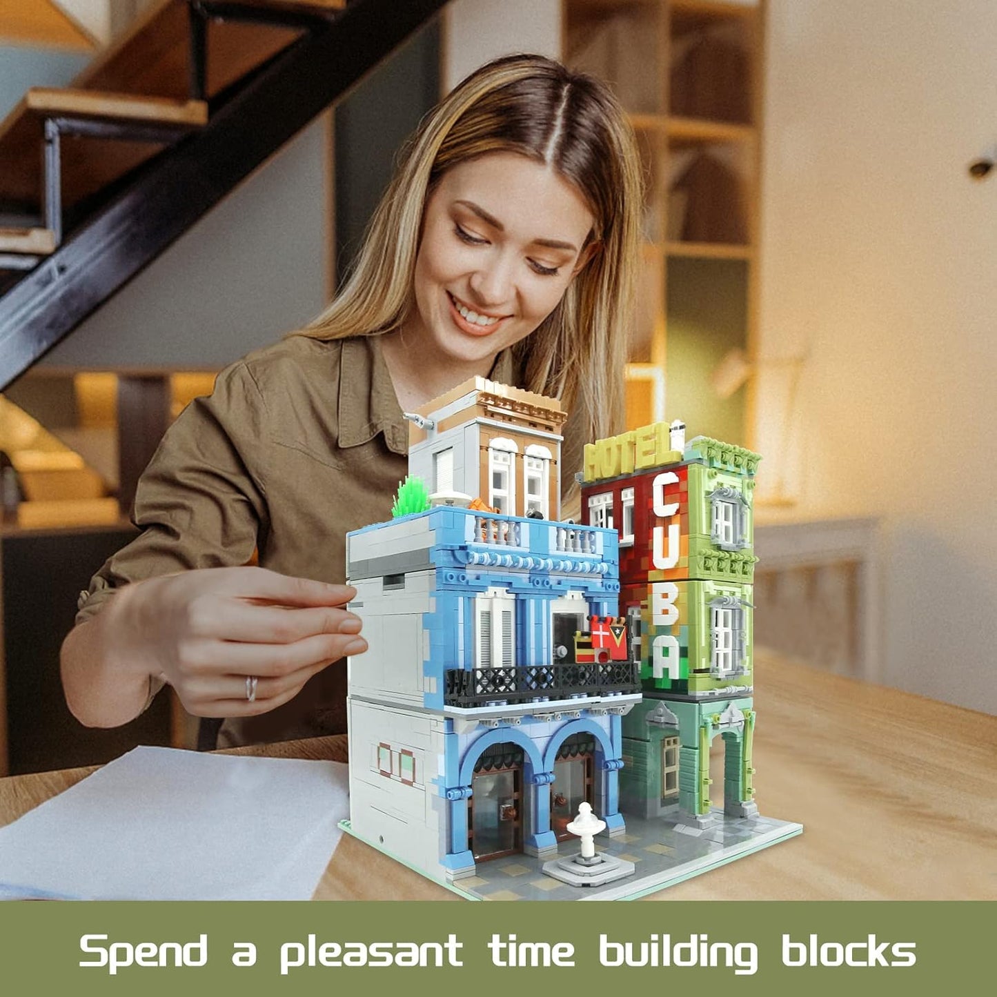 ZenithFlow Street View Building Blocks Kit, Cuba Hotel Mini Blocks Construction Toys European Architecture Model House Store Building Set, Idea Gifts Home Decoration Collection for Adults (3959 PCS)