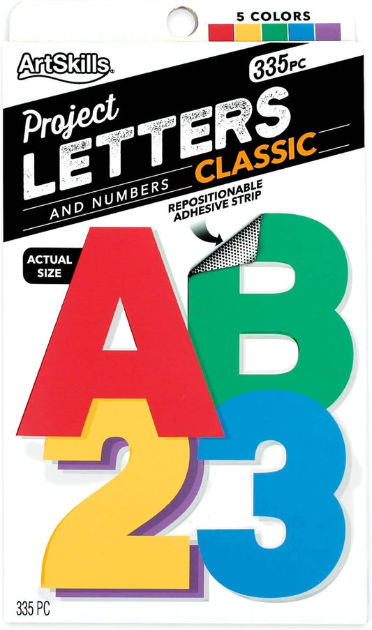 ArtSkills Poster Letters 2.5” Paper Letters for Poster Board Projects, Classroom Bulletin Boards, Sign Making Supplies, Classic, 335 Pieces