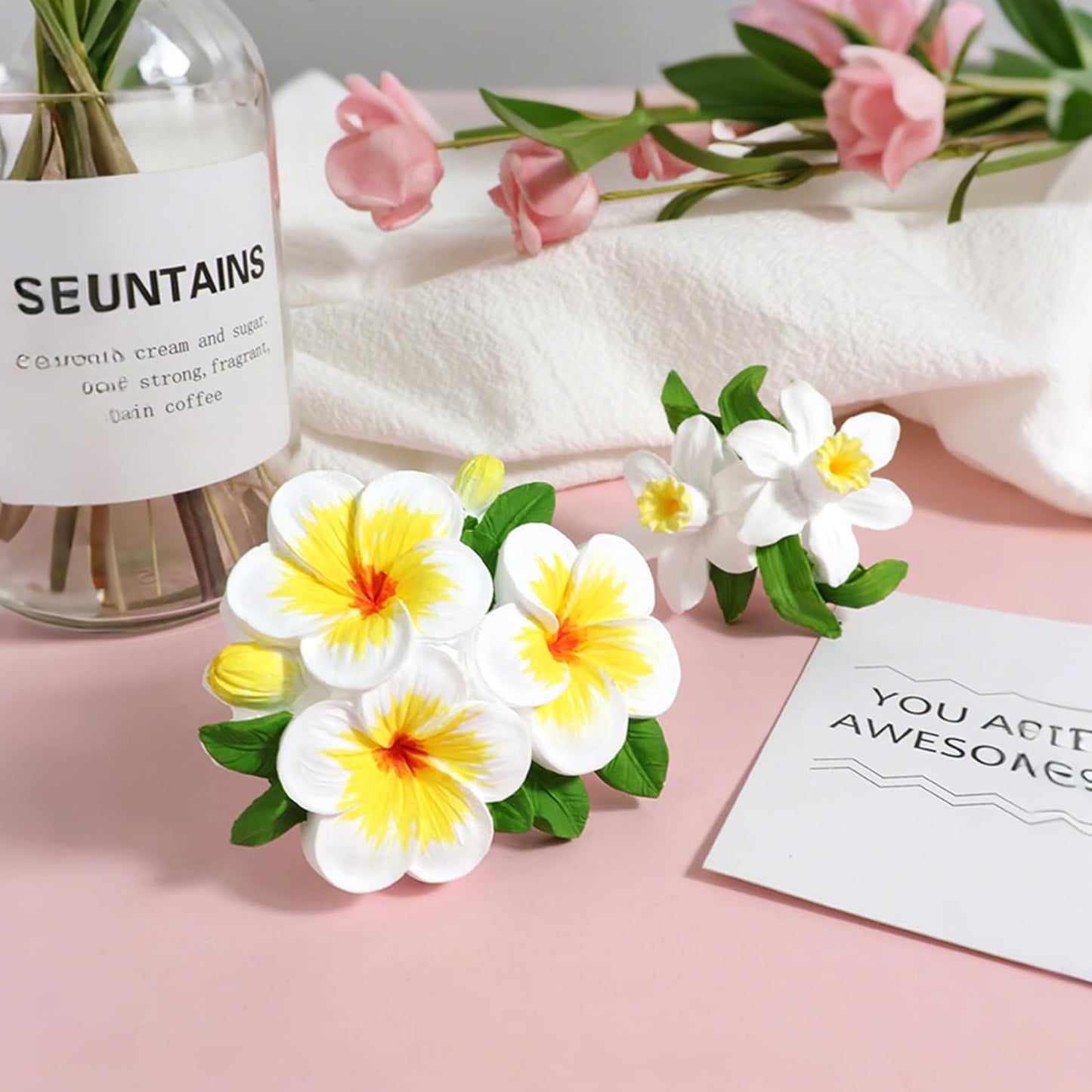 2Pcs Frangipani Flower Candle Wax molds Silicone Shapes for Wax Candles Making Valentine Flower Silicone Large Candle Wax Making molds for Candles moldes de silicona Flores para velas