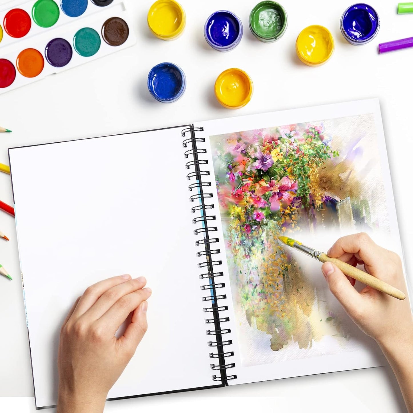 Bianyo Mixed Media Paper Sketchbook, 11" X 14", 60 Sheets/Each, 123 LBS/200 GSM, Spiral-Bound Pad, Perforated, Ideal for Wet & Dry Media Like Marker, Watercolor, Acrylic, Pastel, Pencil