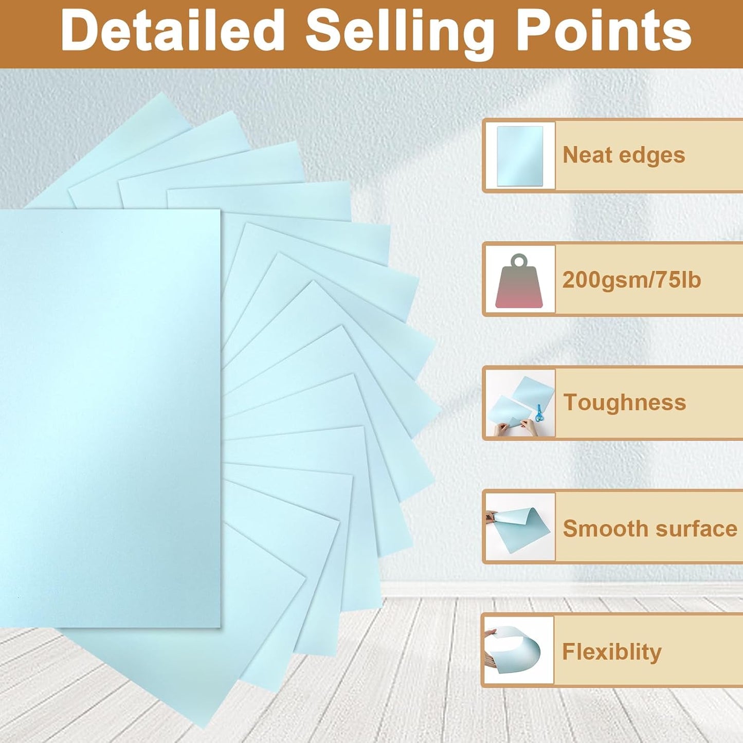 40 Sheets Blue Shimmer Cardstock 8.5 x 11 Metallic Paper, 75lb light blue Card Stock Craft Paper for DIY Card Making, Thank You Cards, Invitations, Anniversary Cards, Birthday