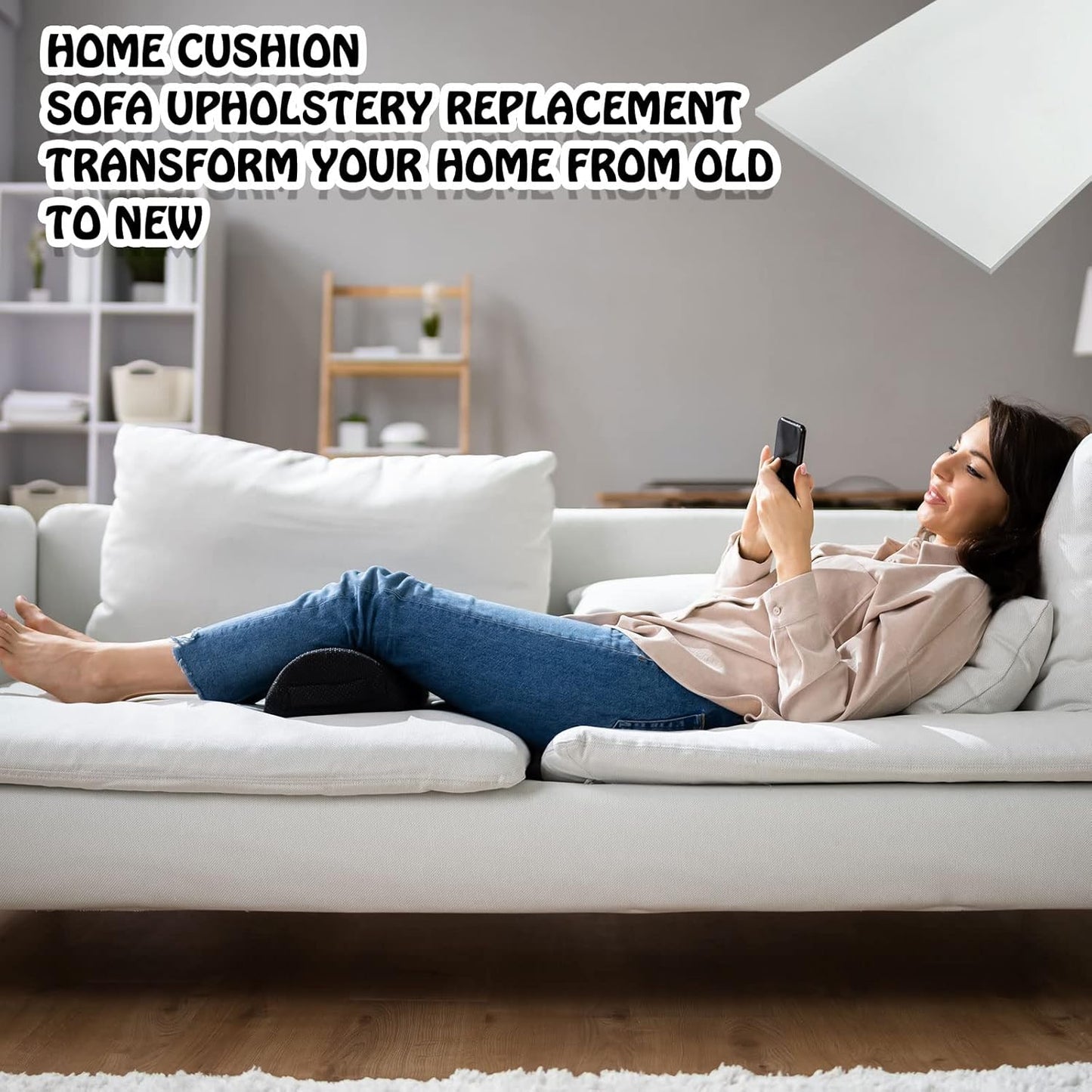 Amylove Polyurethane Foam 24" x 72" High Density Cushion Upholstery Foam Sheet for Seat Replacement DIY Projects Chairs Headboards Sofas Home(1/2" x 24" x 72",White)