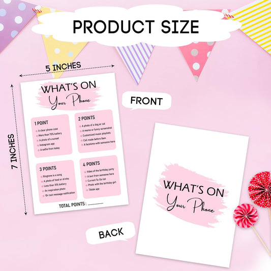 Birthday Party Game - What's On Your Phone,Birthday Party Activity Favor, Set of 20 Games Cards, Birthday Supplies, Activity, Decorations -B02