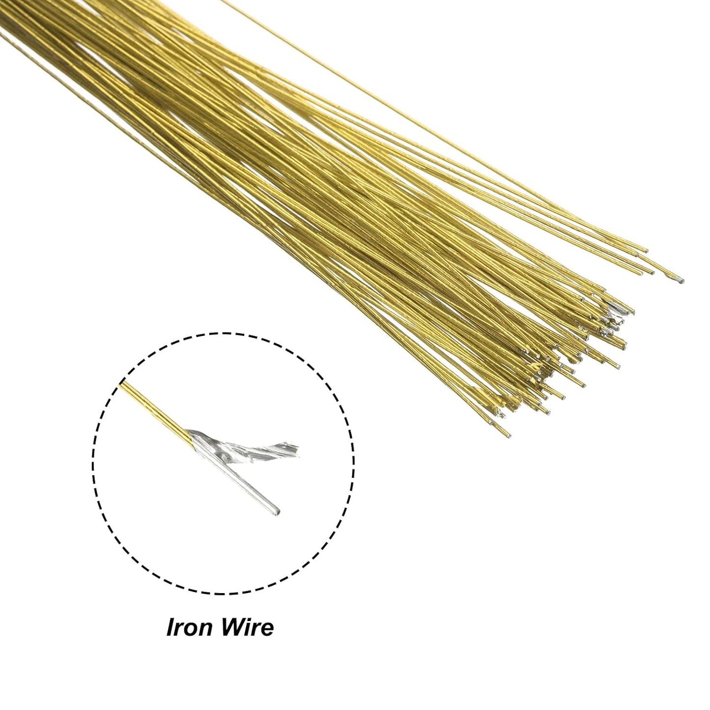 PATIKIL 32 Inch 24 Gauge Floral Stem Wire, 3 Pack/120 Pieces Bouquet Stem Paper Wrapped for DIY Crafts Flower Arrangements, Gold Tone