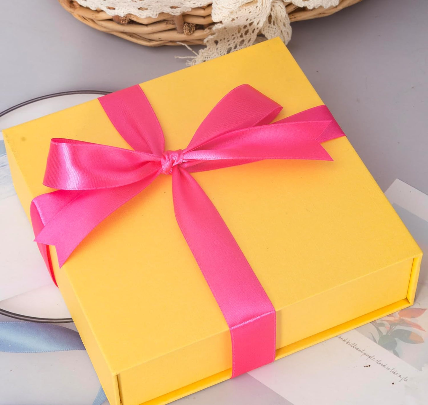 1 Inch Rose Red Solid Satin Ribbon, 50 Yards Craft Fabric Ribbon for Gift Wrapping Floral Bouquets Wedding Party Decoration