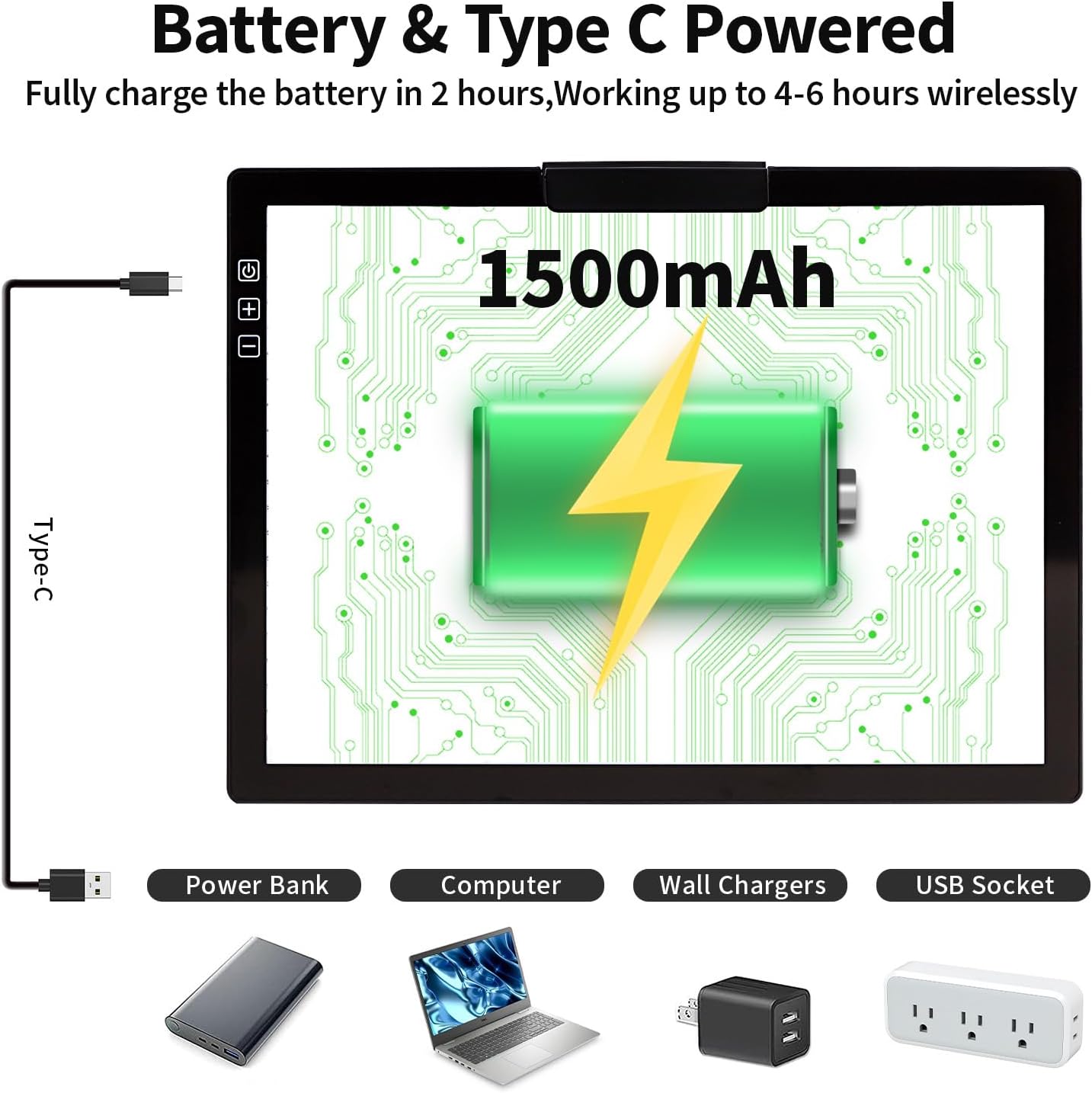 Rechargeable A4 Light Box with Padded Case,led Light pad with Built-in Stand & Clip,6 Levels of Brightness lightbox for tracing,Diamond Painting.Light Table for Artists,Drawing,Sketching,Animation