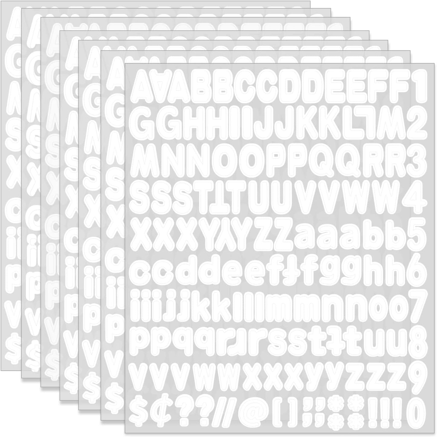 Alphabet Stickers - 1''Inch 12 Sheets White Self Adhesive Vinyl Letter Stickers for Mailbox Numbers, Bulletin Boards, Classroom & Home Decor