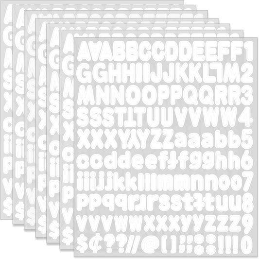 Alphabet Stickers - 1''Inch 12 Sheets White Self Adhesive Vinyl Letter Stickers for Mailbox Numbers, Bulletin Boards, Classroom & Home Decor