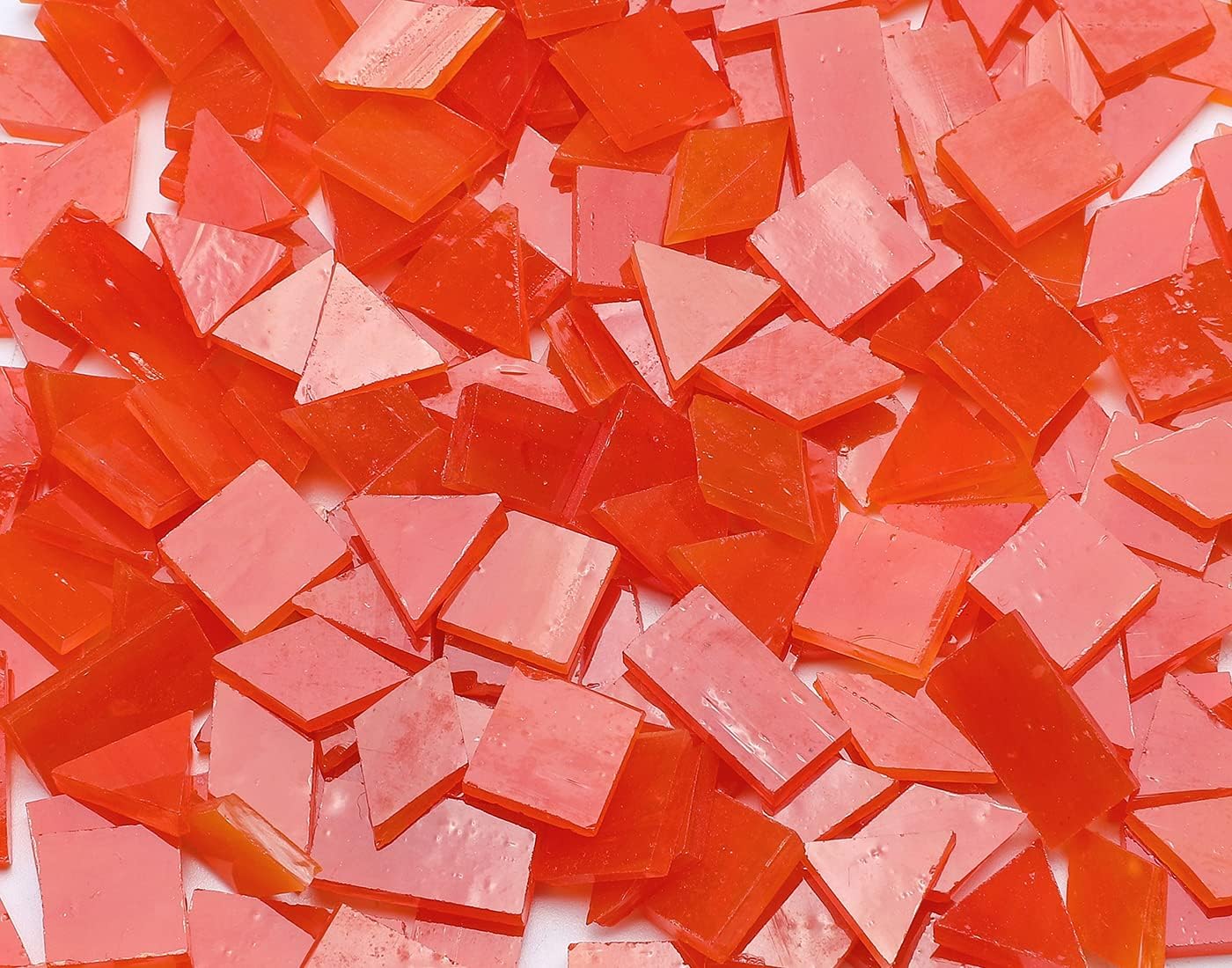 Lanyani 200 Pieces Glass Mosaic Tiles, 4-Shapes Mixed Stained Glass Pieces Tile for Crafts,Watermelon Red