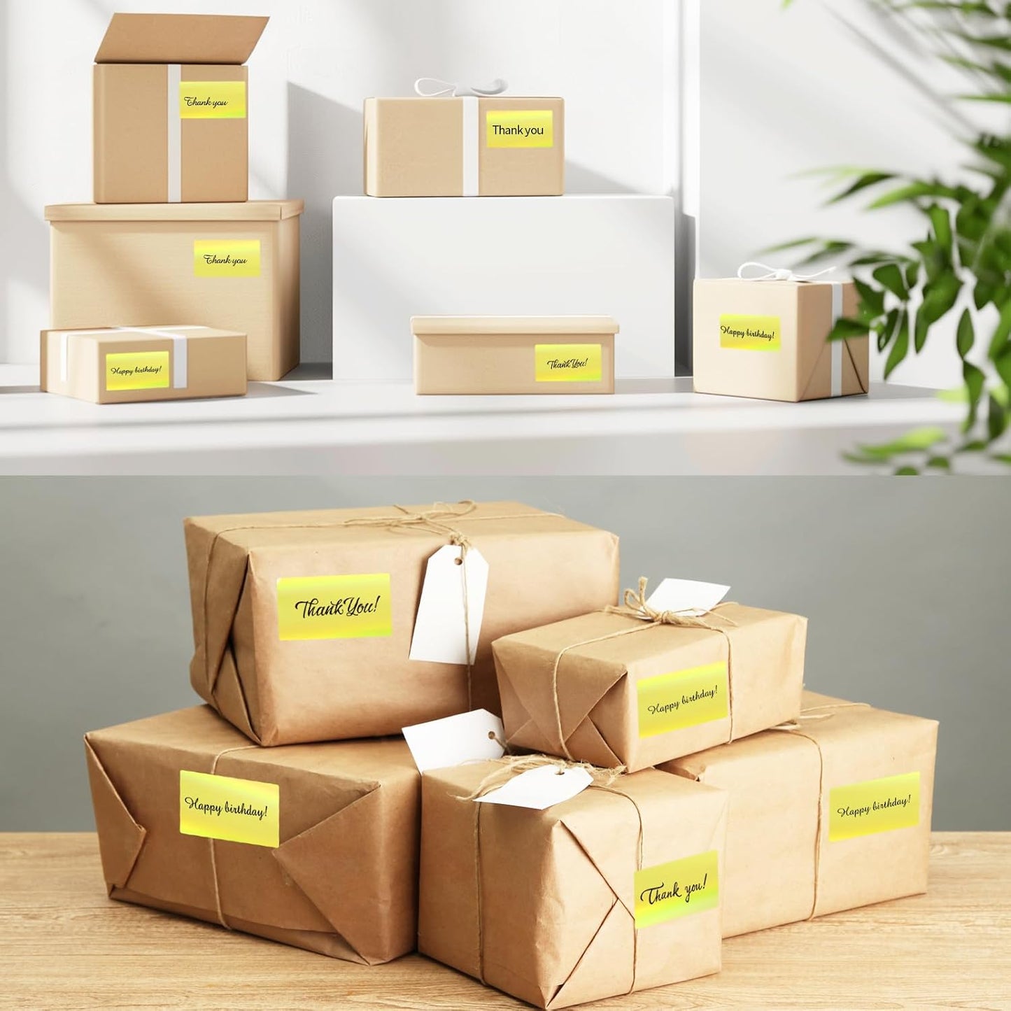 2.25"x1.25" Direct Thermal Labels, Holographic Thermal Printer Labels for Barcode, Self-Adhesive Address Shipping Thermal Label Stickers-1 Roll, 300 Labels, Holographic Yellow