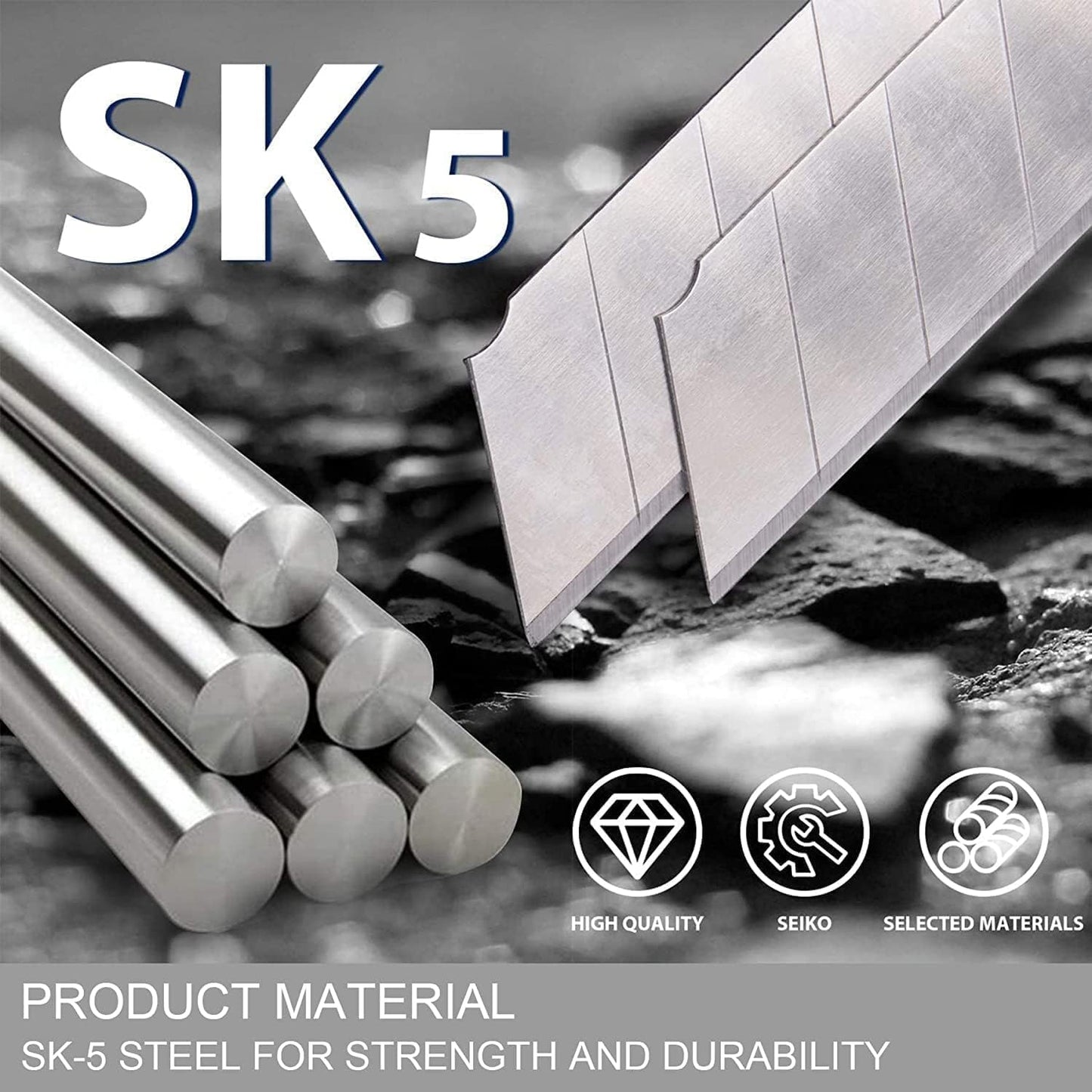 25MM Heavy Duty Utility Knife, Box Cutter with 10pcs SK-5 Retract Blades, Snap-Off Cutters with Rubber Grip for Cardboard, Boxes, DIY Crafts