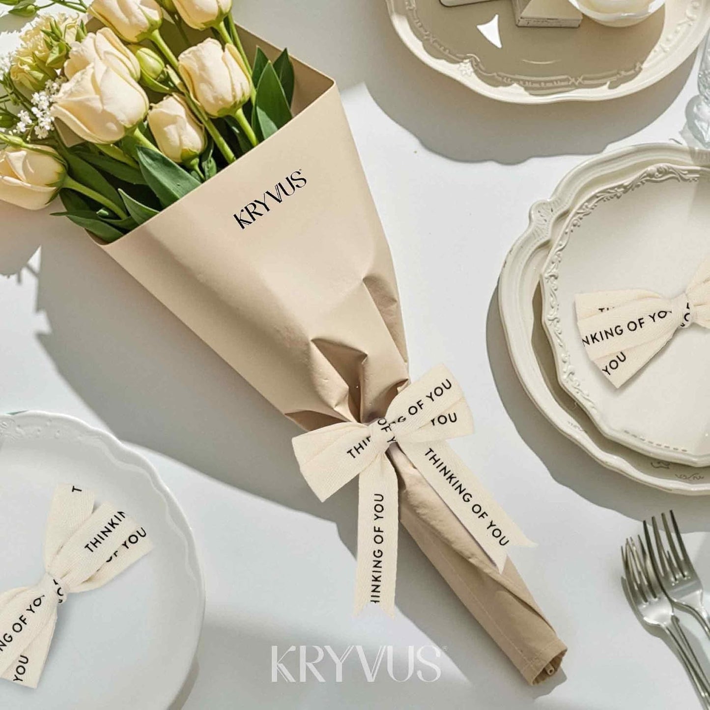 Thinking of You Ribbon - 5/8 Inch x 12 Yards Natural Twill Tape Ribbon, Cotton Herringbone Ribbons for Gift Wrapping, Birthdays, Weddings, Anniversaries, Valentine's Day, Mother's Day