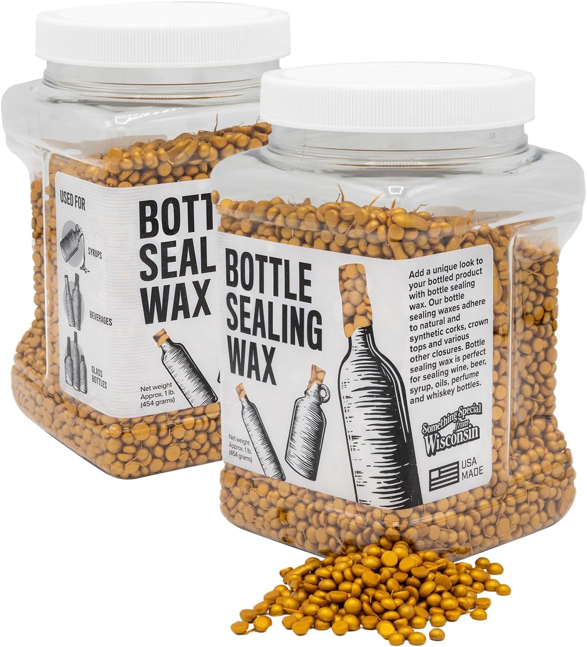 Blended Waxes, Inc. Bottle Sealing Wax Beads, Premium Pastille Wax Seal Beads for Wine, Beer, and Liquor Bottle Closure, Seals Between 25-30 Bottles, 1 lb, Goldenrod