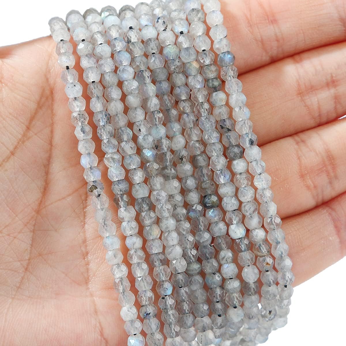Natural Spectrolite Beads 4x2mm 120pcs Faceted Rondelle Loose Semi Gemstone Beads for Jewelry Making Design