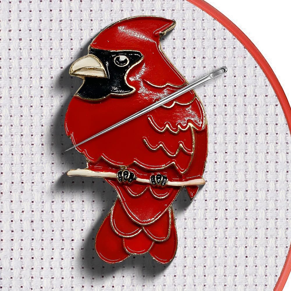 Magnetic Needle Minder Magnet Embroidery Accessories and Supplies Embroidery Needle Holder Cross Stitch Holder Needlework Supplies (Cardinal) (Brid)
