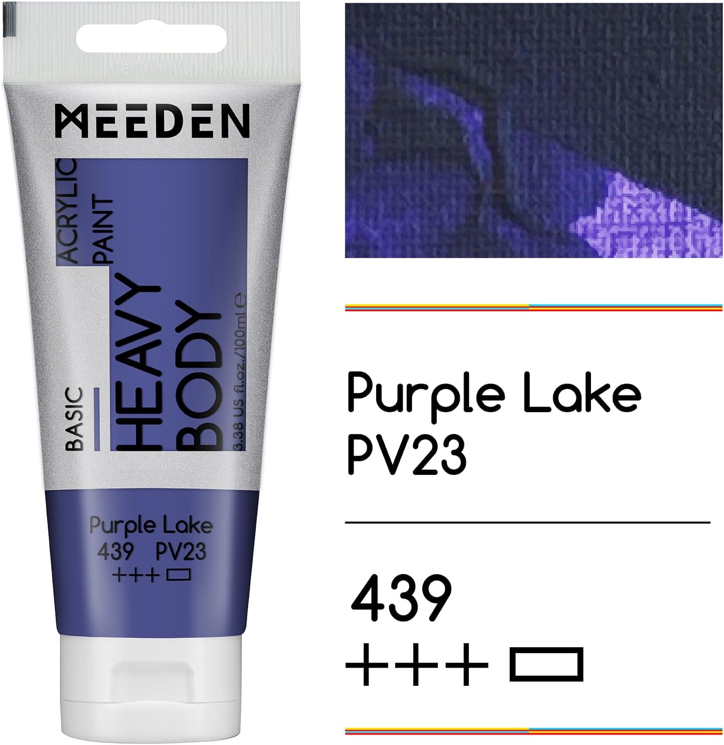 MEEDEN Acrylic Paint Purple Lake: 100ml/3.38oz Heavy Body Acrylic Paint Tube Bundled with Additional Titanium White Color for Art Craft Painting
