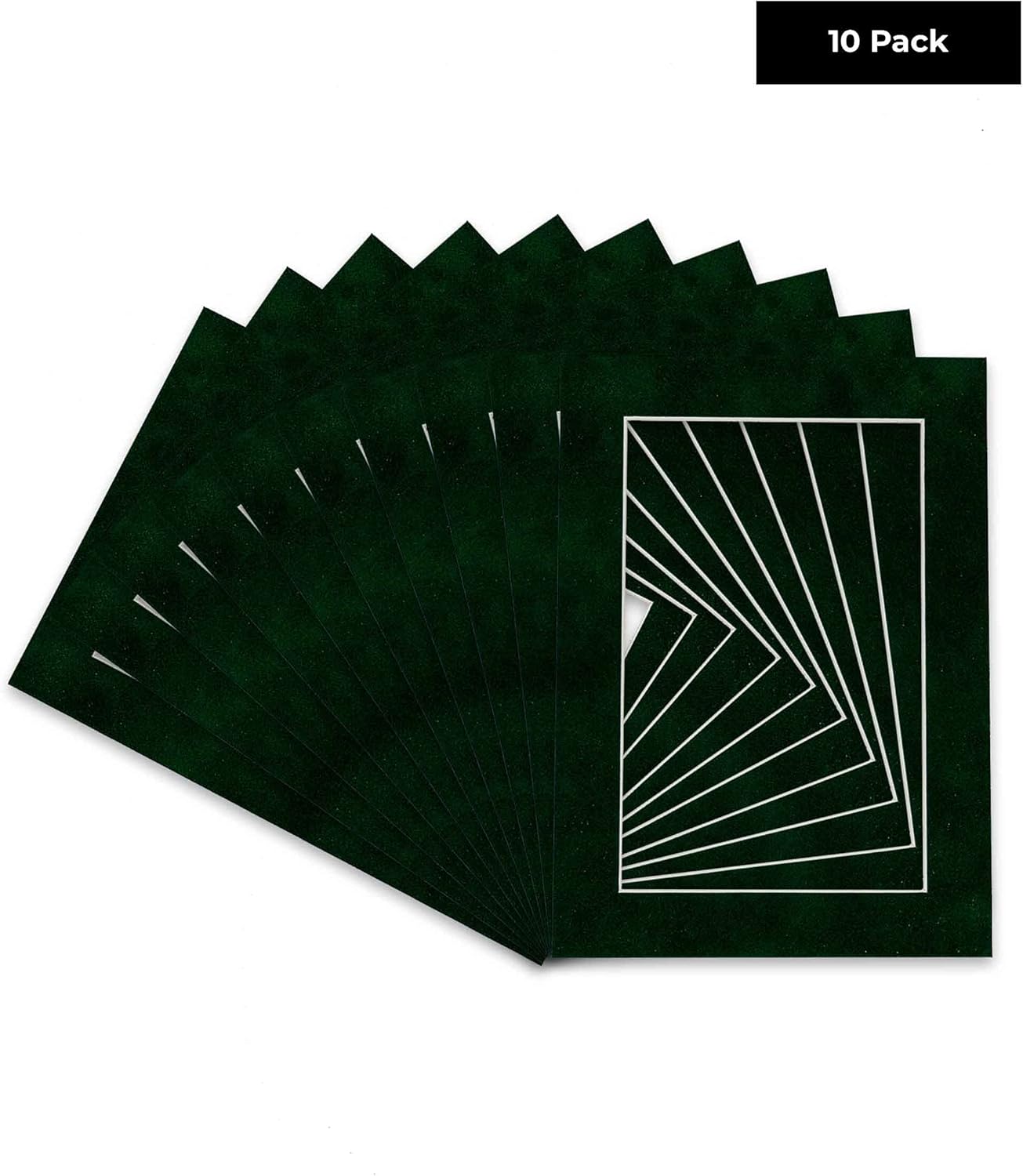 Pack of Ten Acid Free 11x14 Mats Bevel Cut for 8.5x11 Photos - Green Suede Precut Matboards With Backing Boards and Self Seal Photo Mat Bags For Pictures, Photos, Framing - 4-ply Thickness