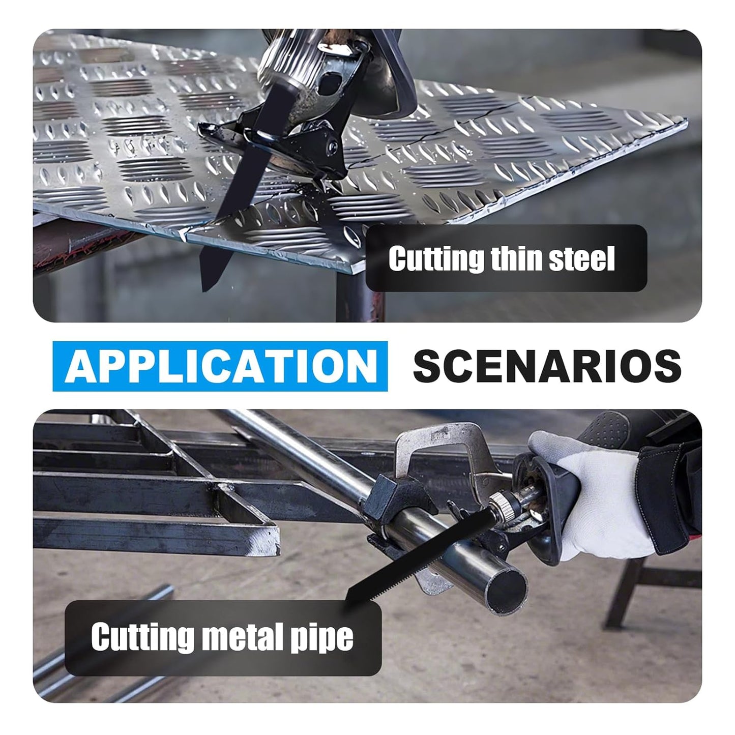 2 Pack 12 inch Reciprocating Saw Blades Set， 8 TPI High Carbon Saw Blades for Metal ，Saw Blades with Organizer Case (2, 8T/12inch)