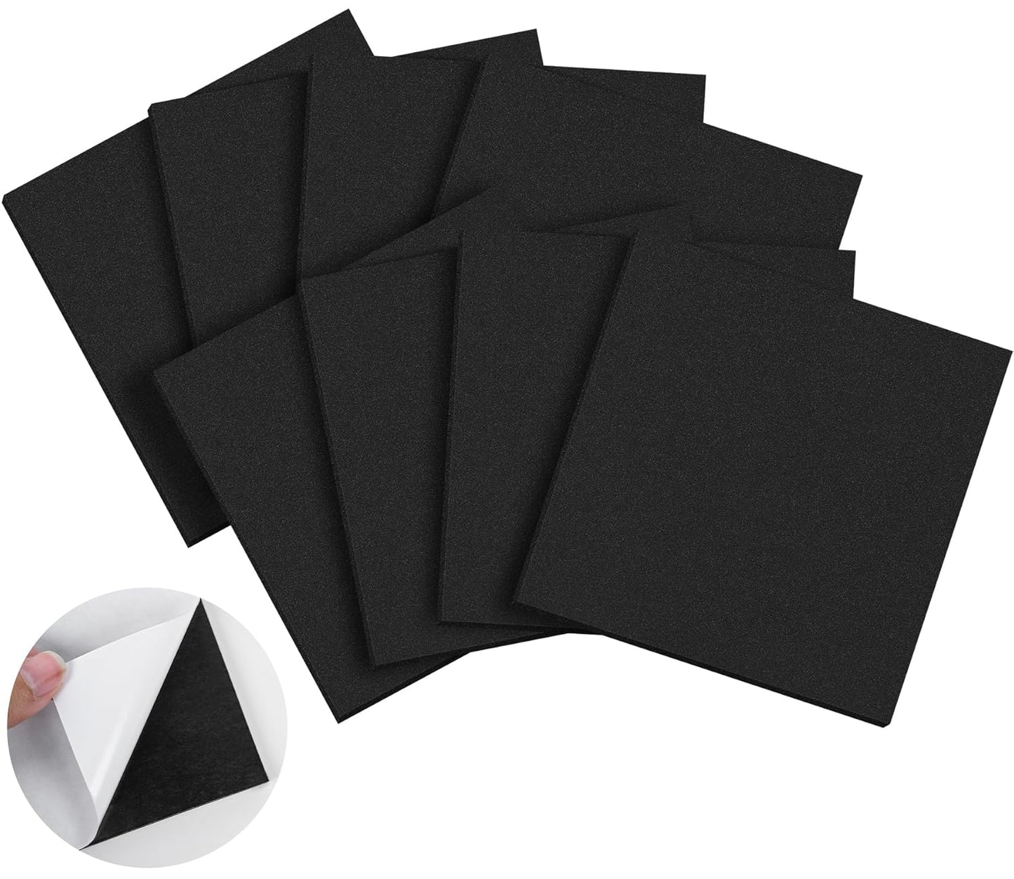 ToLanbbt 8 PCS Adhesive Foam Padding Sheets Closed Cell Neoprene Foam Sheet 1/8" Thick, 6" x 6" Self Stick Insulation Anti Vibration Pads Anti-Slip for Furniture, Cars, Speakers, DIY